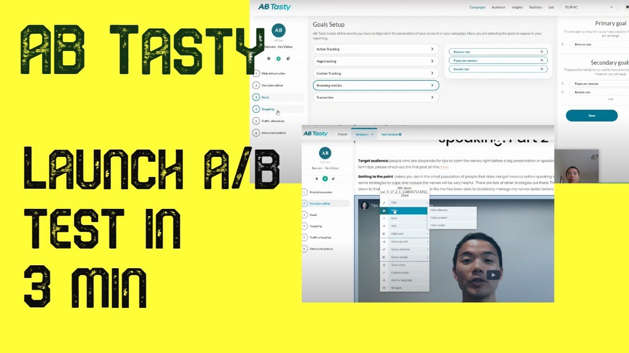 A/B Testing video vs no video using AB Tasty